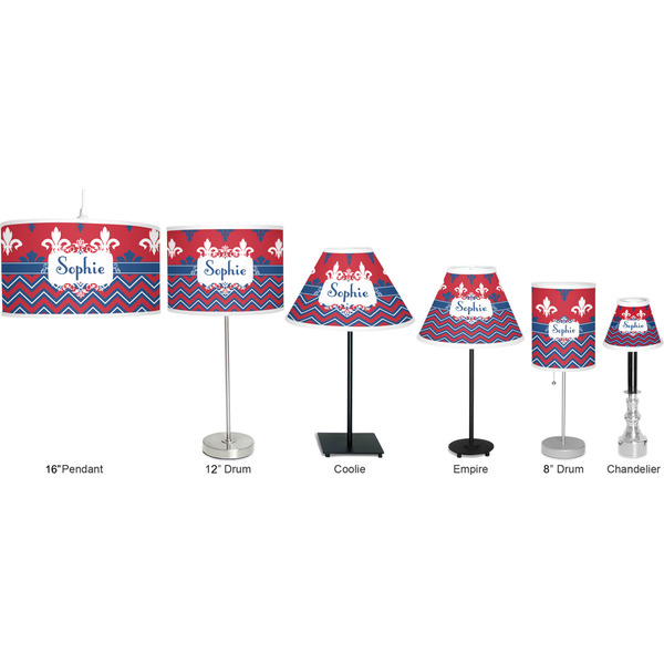 Patriotic Fleur de Lis Lamp Full View Size Comparison