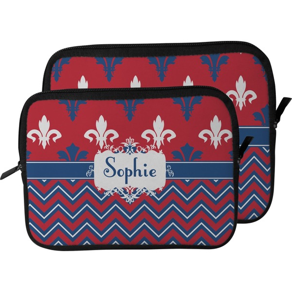 Patriotic Fleur de Lis Laptop Sleeve (Size Comparison)