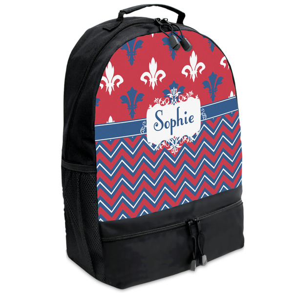 Custom Patriotic Fleur de Lis Backpacks - Black (Personalized)