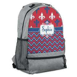 Patriotic Fleur de Lis Backpack - Grey (Personalized)