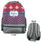 Patriotic Fleur de Lis Large Backpack - Gray - Front & Back View