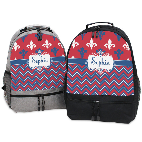 Patriotic Fleur de Lis Large Backpacks - Both