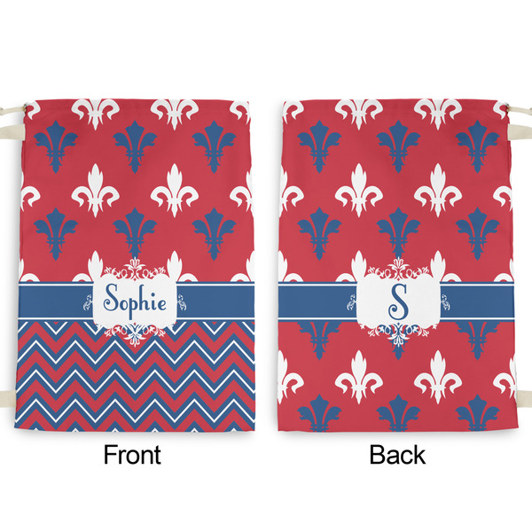 Patriotic Fleur de Lis Large Laundry Bag - Front & Back View