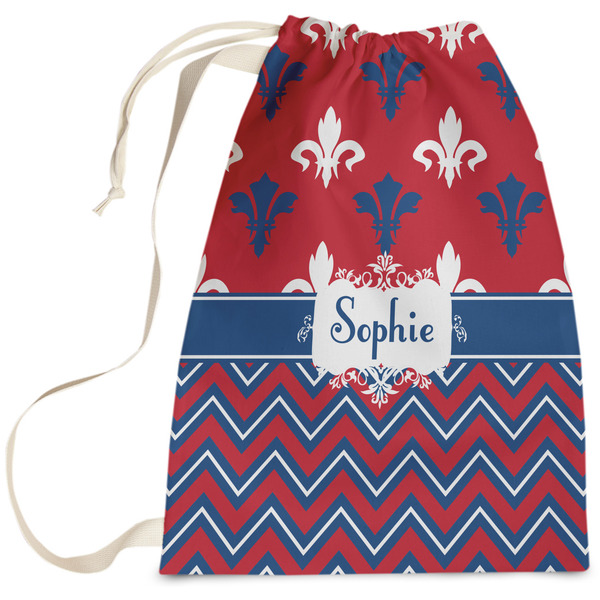 Custom Patriotic Fleur de Lis Laundry Bag (Personalized)