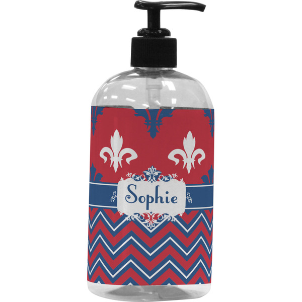 Custom Patriotic Fleur de Lis Plastic Soap / Lotion Dispenser (Personalized)