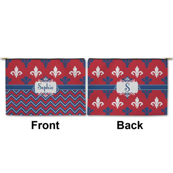 Patriotic Fleur de Lis Large Zipper Pouch Approval (Front and Back)