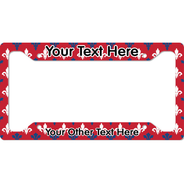 Custom Patriotic Fleur de Lis License Plate Frame - Style A (Personalized)
