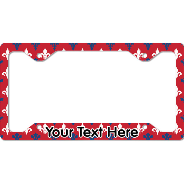Custom Patriotic Fleur de Lis License Plate Frame - Style C (Personalized)