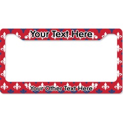 Patriotic Fleur de Lis License Plate Frame - Style B (Personalized)