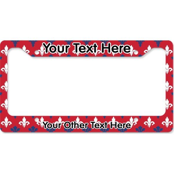 Custom Patriotic Fleur de Lis License Plate Frame - Style B (Personalized)