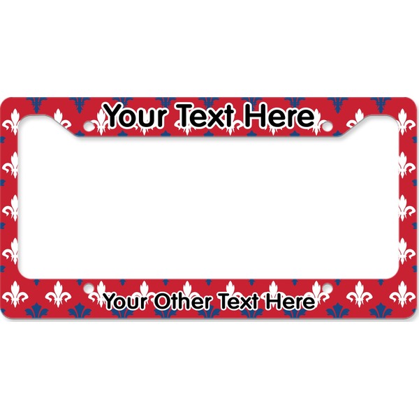 Patriotic Fleur de Lis License Plate Frame Wide