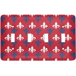 Patriotic Fleur de Lis Light Switch Cover (4 Toggle Plate)