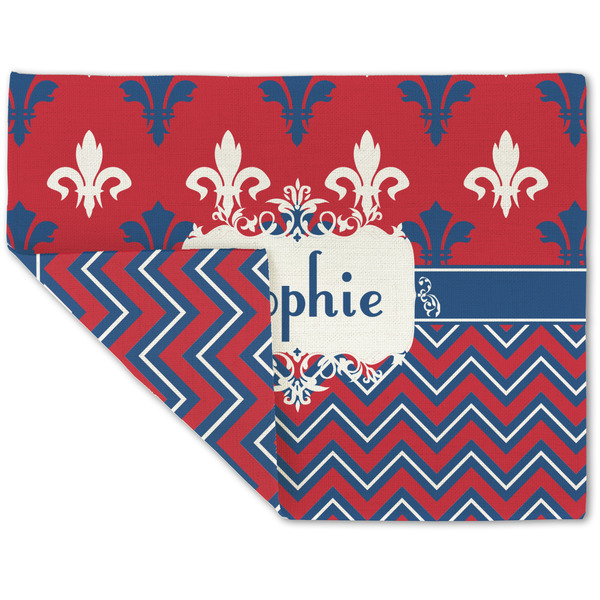Patriotic Fleur de Lis Linen Placemat - Folded Corner (double side)