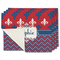 Patriotic Fleur de Lis Single-Sided Linen Placemat - Set of 4 w/ Name or Text