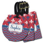 Patriotic Fleur de Lis Plastic Luggage Tag (Personalized)