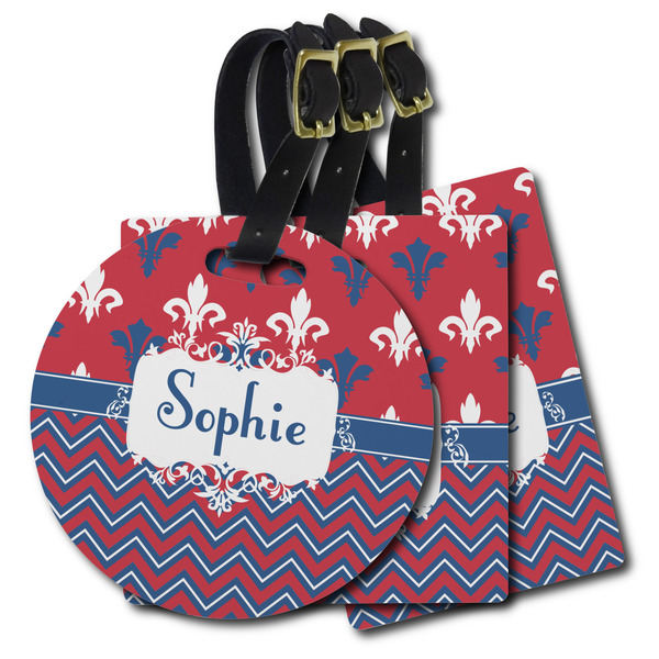 Custom Patriotic Fleur de Lis Plastic Luggage Tag (Personalized)