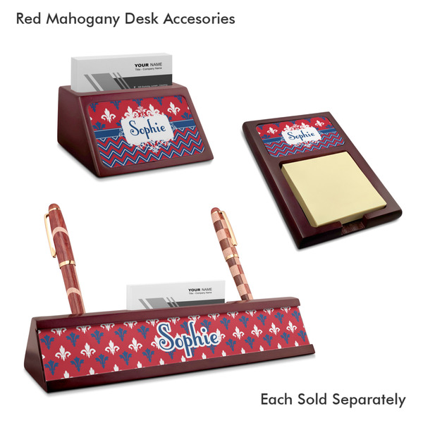 Patriotic Fleur de Lis Mahogany Desk Accessories