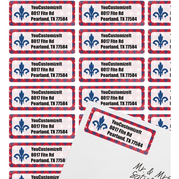 Patriotic Fleur de Lis Mailing Label on Envelope - Multiple Labels