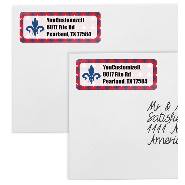 Patriotic Fleur de Lis Mailing Labels - Double Stack Close Up