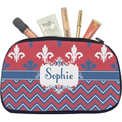 Patriotic Fleur de Lis Makeup / Cosmetic Bag - Medium (Personalized)