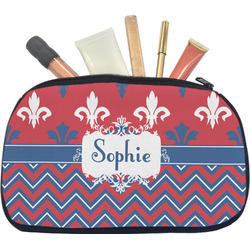 Patriotic Fleur de Lis Makeup / Cosmetic Bag - Medium (Personalized)