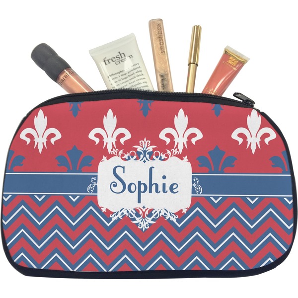 Custom Patriotic Fleur de Lis Makeup / Cosmetic Bag - Medium (Personalized)
