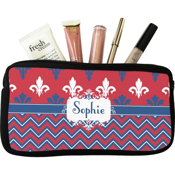Custom Patriotic Fleur de Lis Makeup / Cosmetic Bag - Small (Personalized)