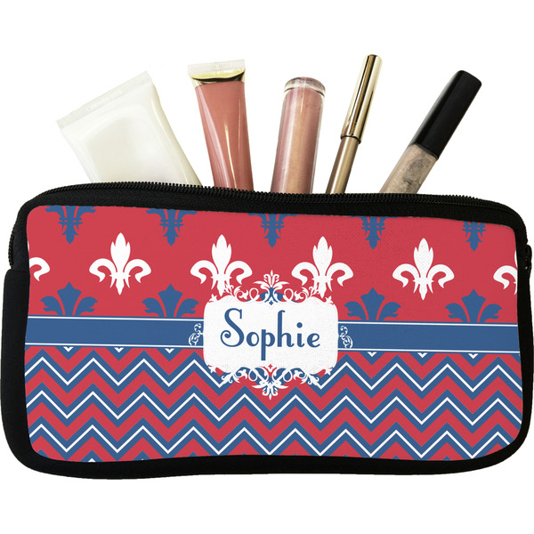 Custom Patriotic Fleur de Lis Makeup / Cosmetic Bag (Personalized)