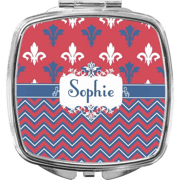 Custom Patriotic Fleur de Lis Compact Makeup Mirror (Personalized)