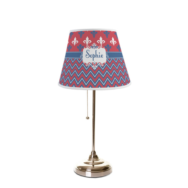 Patriotic Fleur de Lis Poly Film Empire Lampshade - On Stand