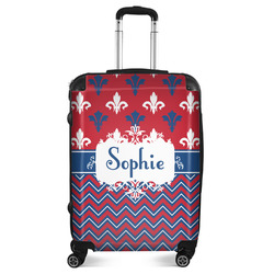 Patriotic Fleur de Lis Suitcase - 24" Medium - Checked (Personalized)