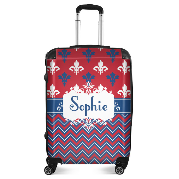 Custom Patriotic Fleur de Lis Suitcase - 24" Medium - Checked (Personalized)