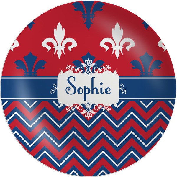 Custom Patriotic Fleur de Lis Melamine Plate (Personalized)