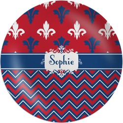 Patriotic Fleur de Lis Melamine Plate (Personalized)