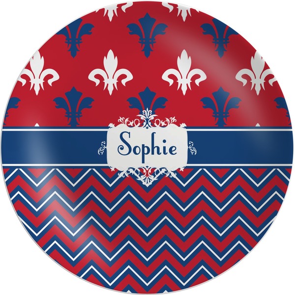 Custom Patriotic Fleur de Lis Melamine Plate (Personalized)