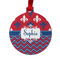 Patriotic Fleur de Lis Metal Ball Ornament - Double Sided w/ Name or Text