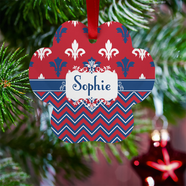 Patriotic Fleur de Lis Metal Paw Ornament - Lifestyle