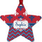 Patriotic Fleur de Lis Metal Star Ornament - Double Sided w/ Name or Text