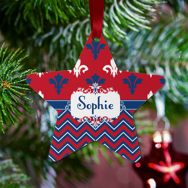 Patriotic Fleur de Lis Metal Star Ornament - Lifestyle