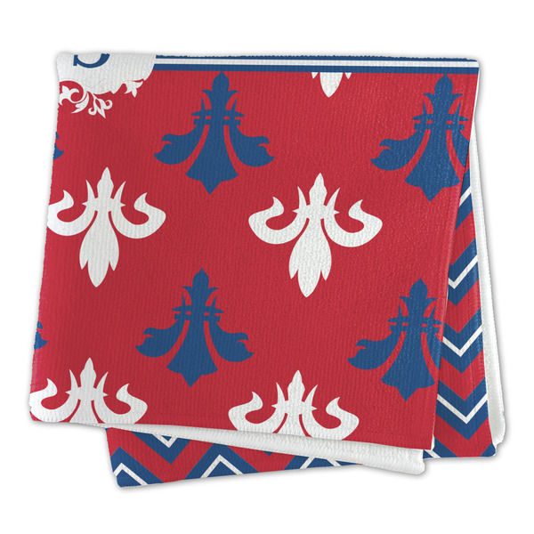Patriotic Fleur de Lis Microfiber Dish Rag - FOLDED (square)