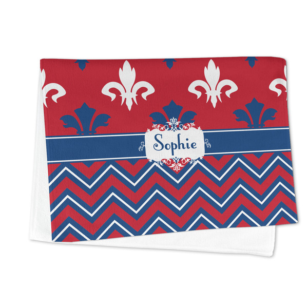 Patriotic Fleur de Lis Microfiber Dish Towel - FOLDED HALF