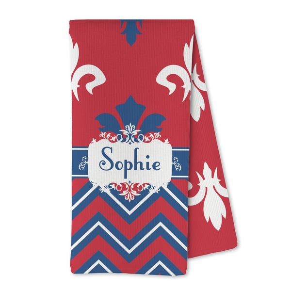 Custom Patriotic Fleur de Lis Kitchen Towel - Microfiber (Personalized)