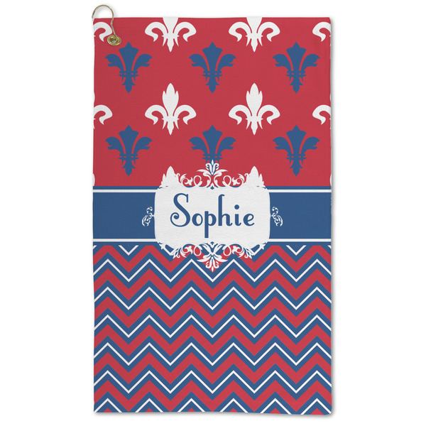 Custom Patriotic Fleur de Lis Microfiber Golf Towel - Large (Personalized)