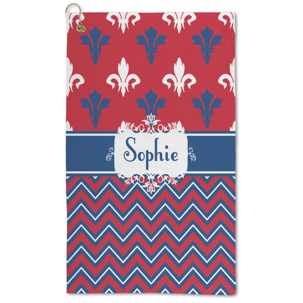 Custom Patriotic Fleur de Lis Microfiber Golf Towel (Personalized)
