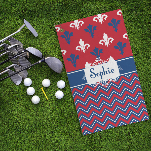 Patriotic Fleur de Lis Microfiber Golf Towels - LIFESTYLE