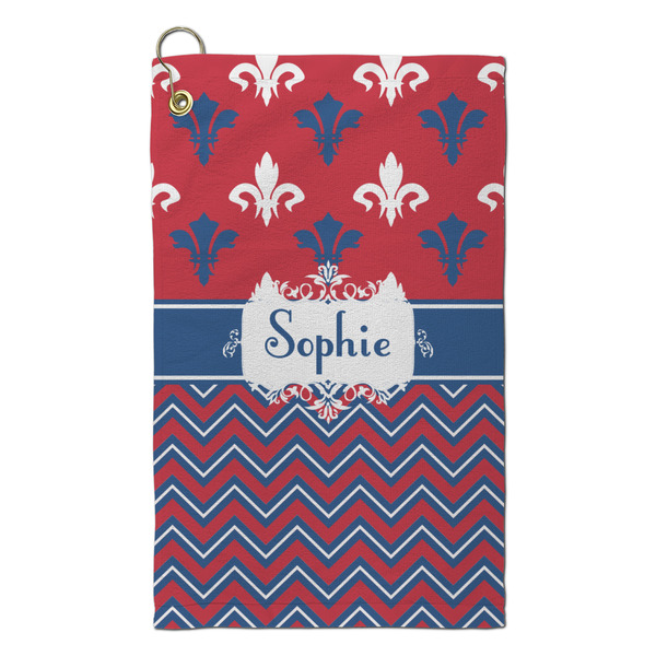 Custom Patriotic Fleur de Lis Microfiber Golf Towel - Small (Personalized)