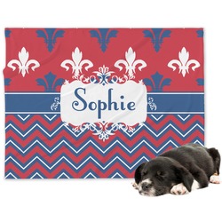 Patriotic Fleur de Lis Dog Blanket - Large (Personalized)