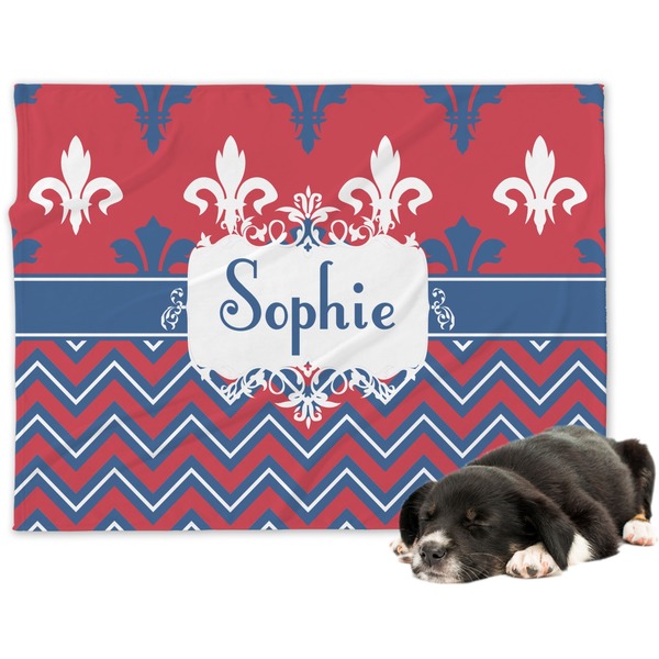 Custom Patriotic Fleur de Lis Dog Blanket - Regular (Personalized)