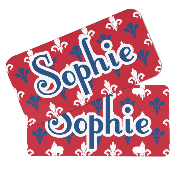Patriotic Fleur de Lis Mini License Plates - MAIN (4 and 2 Holes)