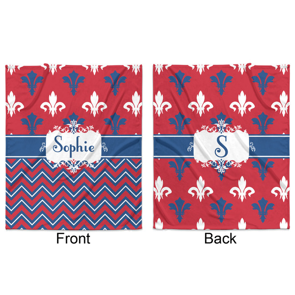 Patriotic Fleur de Lis Minky Blanket - 50"x60" - Double Sided - Front & Back